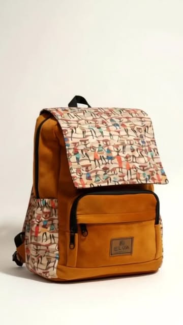 کوله‌پشتی مخملی آجری با آستر چرمی